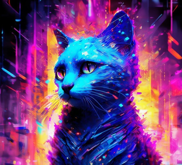 科技风二次元动态蓝猫壁纸，用动态视觉重塑你的屏幕世界